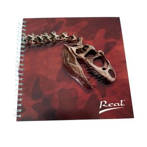 Cuaderno espiral a4 100hjs cuadros pasta dura dinosaurio café