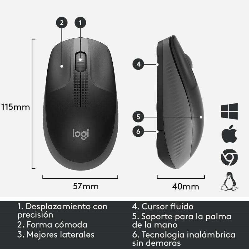 Mouse-Wireless-LOGITECH-M190-Gris-Negro-5