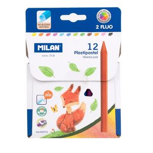 Crayones Colores Cortos Triangular Jgo X12u Plástico pastel 022t12 Milan