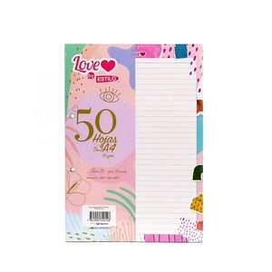 Papel Bond Perforado Marginado 1 Linea A4 Pqtx50hjs Love