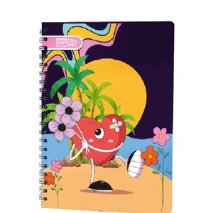 Cuaderno Espiral A5 100hjs Cuadros Economico Corazon