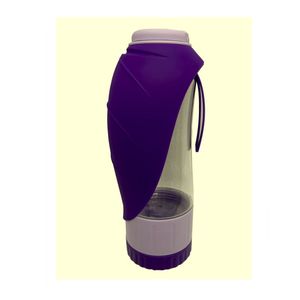 Dispensador Portátil Agua/Comida Para Mascotas 500ml-150gr Morado