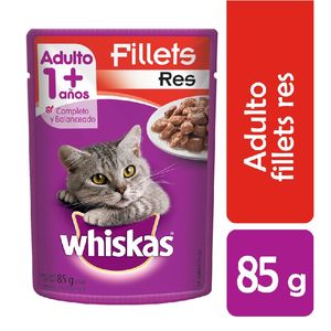 Whiskas Comida P/Gato Adulto Alimento Húmedo Carne 85gr