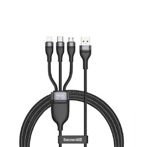 Cable 3 En 1 Micro Usb Tipo C Y Lightning 1.2m Negro