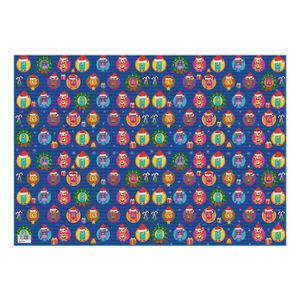 Papel Regalo Navideño Monstruos Fondo Azul