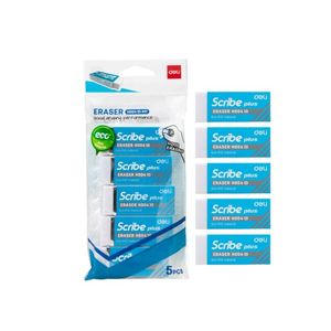 Borrador Deli Scribe Plus 60x24x12mm Blanco X4 6941798484402