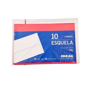 Sobres Bond Esquela/11.5cmx17.5cm Rojo Pqtx10un Ideal