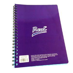 Cuaderno Espiral A5 100hjs Cuadros Economico Morado