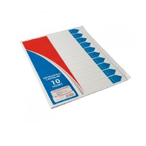 Separadores Plásticos A4 Blanco Fdax10un