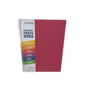 Cuaderno Espiral A4 100hjs Cuadros Pasta Dura Rojo