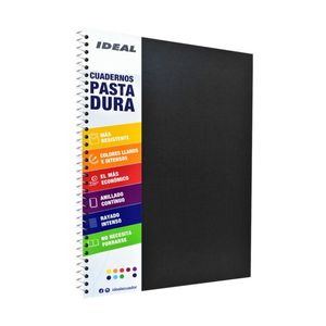 Cuaderno Espiral A4 100hjs 1 Línea Pasta Dura Negro