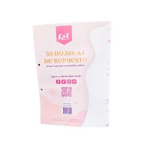 Papel Bond Perforado Marginado Cuadros A4 Pqtx50hjs Kiut