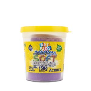 Masa para moldear 150grs violeta en vaso soft glitter