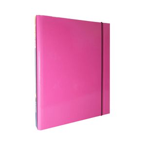 Carpeta 02 Anillos Oficio Bicolor Con Elástico Fucsia