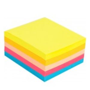 Notas Quita Y Pon Neón V/Colores 76x76mm Cubo 400hjs A044