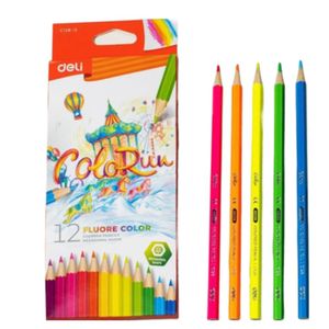 Lápices Colores Largos Hexagonales Jgox12un Fluo Ec128-12