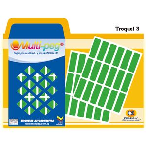 Etiquetas Adhesivas T-3 4.39cmx1.39cm Verde 18un Pqtx10hjs