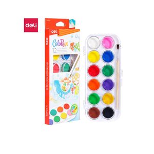 Acuarela 12 Colores Cja Plástica Escolar Con Pincel C2012