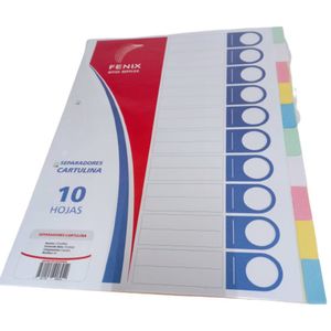 Separadores Cartulina A4 Colores Fdax10un