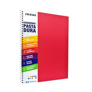 Cuaderno Espiral A4 100hjs 1 Línea Pasta Dura Rojo
