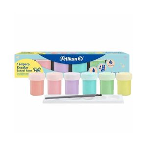 Tempera Escolar 0cc Colores Pastel Paleta Pincel Jgox6un 06