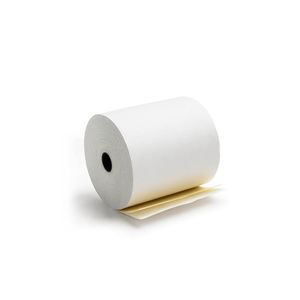 Papel Registradora Químico 75mmx29mt Blanco Con  Copia Color