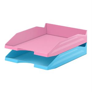 Papelera 2 Pisos Plástica Rosa Y Azul Ref.55546