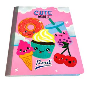 Cuaderno cosido 100 hojas cuadros económico Cute Rosado