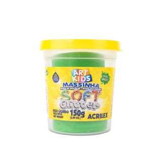 Masa para moldear grs verde en vaso soft glitter