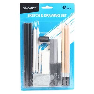 Set Dibujo Sinoart Lápices Borrador Carboncillo 18pcs Sfs045