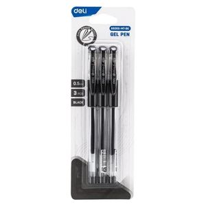 Set Bolígrafo Deli Gel 0.5mm C-Tapa Negro X3 6941798490670