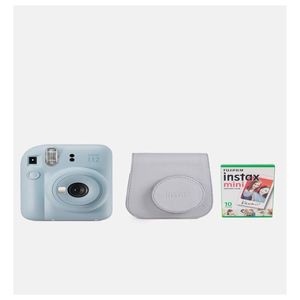 Cam Instax Pack Mini Cam Celeste Estuche Gris  Papel