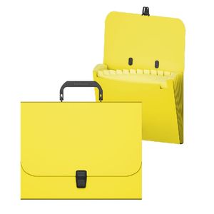 Archivador Acordeón 12 Div A4 Neón Amarillo Con Manija 50463